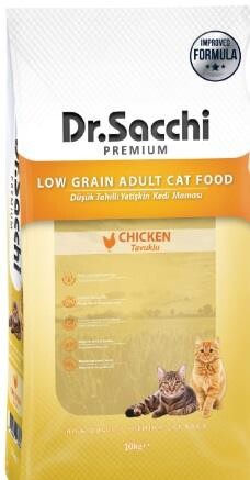 Dr. Sacchi Premium Düşük Tahıllı Tavuklu Yetişkin Kedi Maması 10 KG | SRC: Barcode: 8690286594649